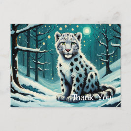 Postal Noche del bosque Snowy Leopardo de las Nieves