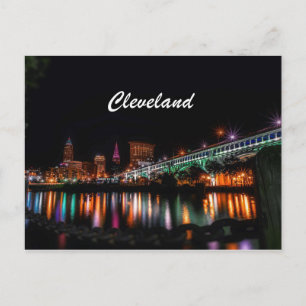 Postal Noche del Cleveland City River Bank