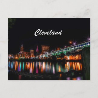 Postal Noche del Cleveland City River Bank