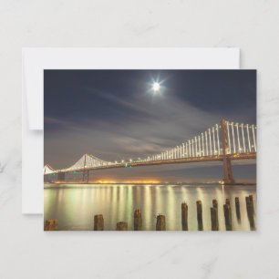 Postal Noche del puente de la bahía de Oakland de San Fra