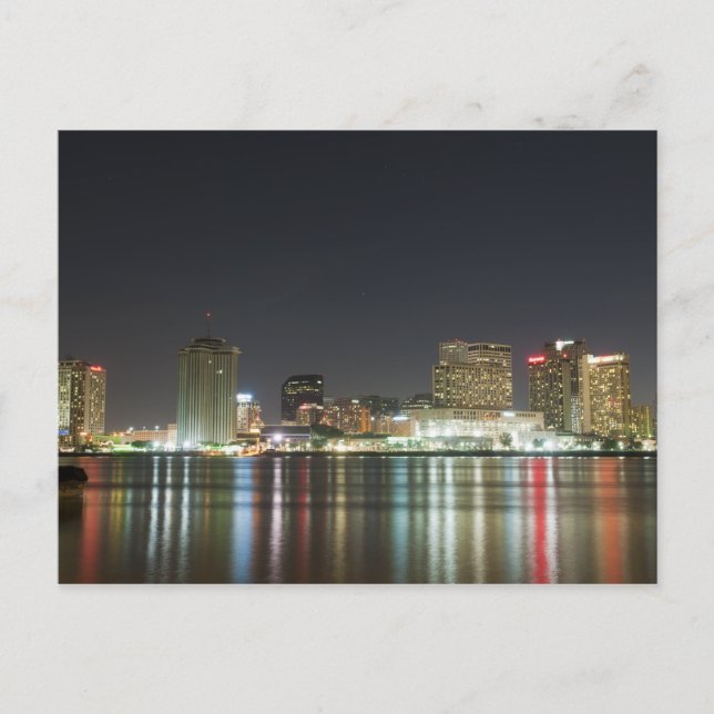 Postal Noche del Skyline de Nueva Orleans (Anverso)