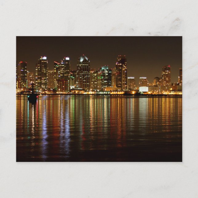 Postal Noche del Skyline de San Diego (Anverso)