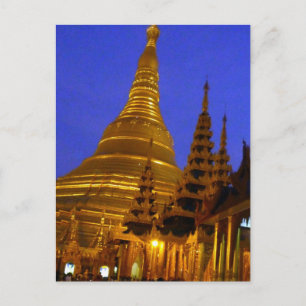 Postal noche dorada stupa shwedagon