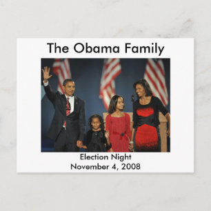 Postal Noche electoral de la familia Obama