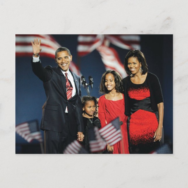 Postal Noche electoral de la familia Obama (Anverso)