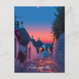 Postal Noche en Alberobello Italia Viajes de época