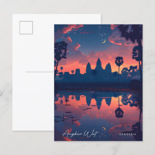 Postal Noche en Angkor Wat Cambodia Viaje de cosecha en v