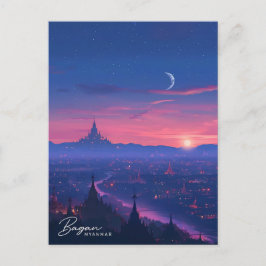 Postal Noche en Bagan Myanmar Viajes de época