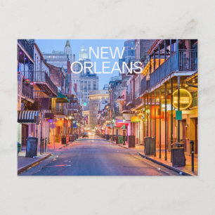 Postal Noche en Bourbon Street, Nueva Orleans, Luisiana