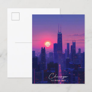 Postal Noche en Chicago Illinois USA Travel