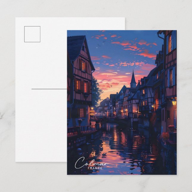 Postal Noche en Colmar Francia Viajes de época (Anverso / Reverso)