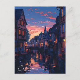 Postal Noche en Colmar Francia Viajes de época