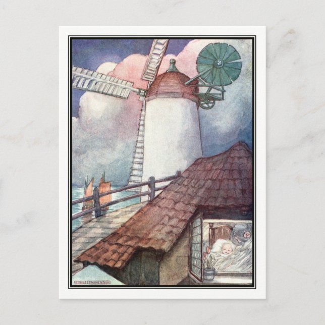 Postal Noche en Dordrecht por Anne Anderson (Anverso)