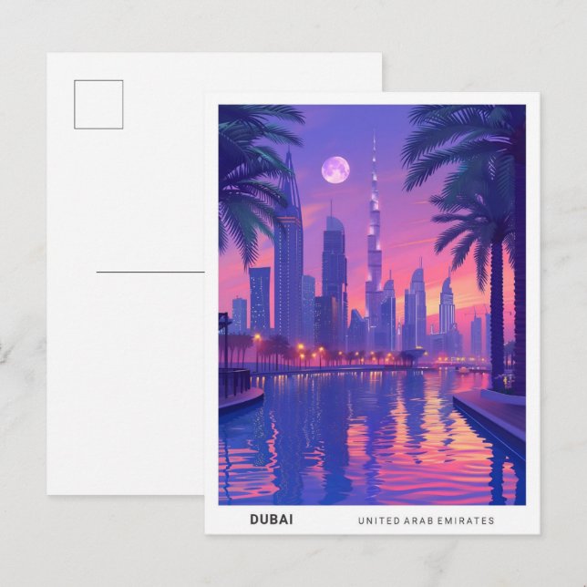 Postal Noche en Dubai EAU Travel (Anverso / Reverso)