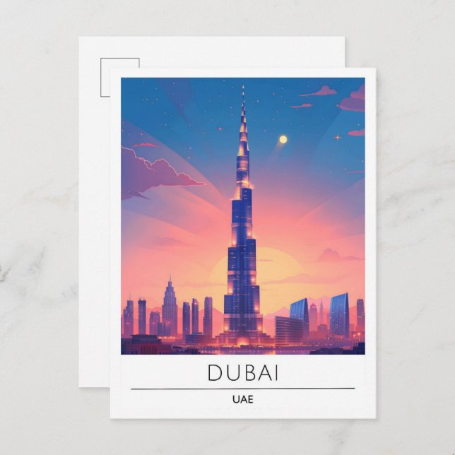 Postal Noche en Dubai EAU Travel (Anverso / Reverso)