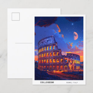 Postal Noche en el Coloseo Roma Viaje en Italia