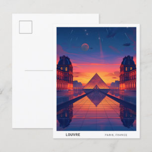 Postal Noche en el Louvre París Francia Viajes