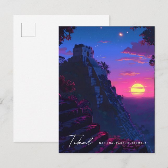 Postal Noche en el Parque Nacional Tikal Viaje de Guatema (Anverso / Reverso)