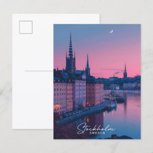 Postal Noche en Estocolmo Suecia Viajes de cosecha