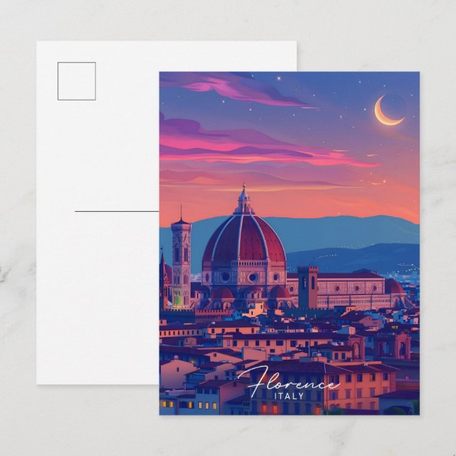 Postal Noche en Florencia Italia Viaje (Anverso / Reverso)