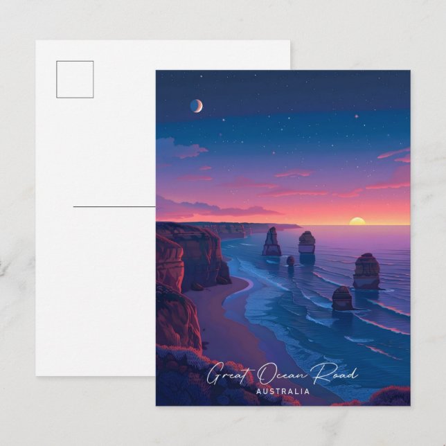 Postal Noche en Great Ocean Road Australia Travel (Anverso / Reverso)