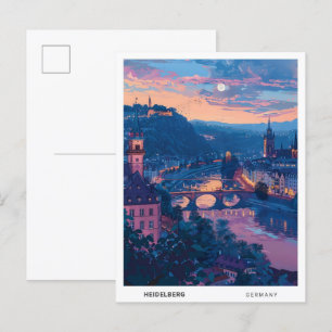Postal Noche en Heidelberg Alemania Viajes