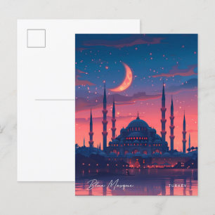 Postal Noche en la Mezquita Azul Turquía Viaje