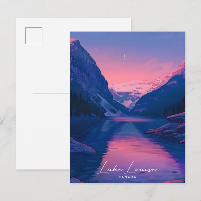 Postal Noche en Lake Louise Canada Travel (Anverso / Reverso)