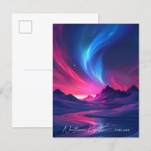 Postal Noche en las auroras boreales en Finlandia Viaje