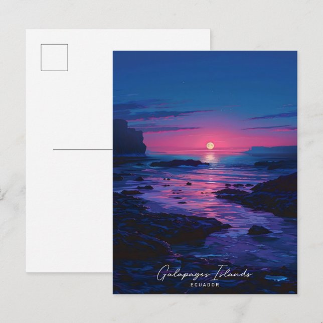 Postal Noche en las Islas Galápagos Viajes de Ecuador (Anverso / Reverso)