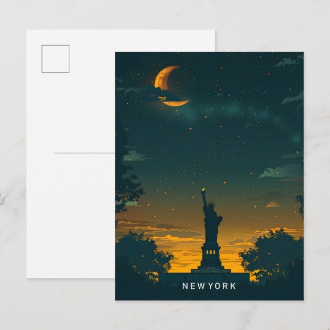 Postal Noche en New York USA Travel (Anverso / Reverso)