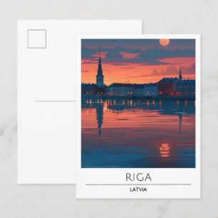 Postal Noche en Riga Latvia Travel