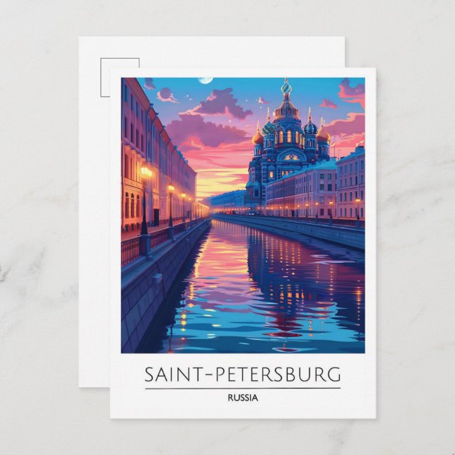 Postal Noche en San Petersburgo Rusia Viaje (Anverso / Reverso)