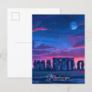 Postal Noche en Stonehenge Inglaterra Viajes de Vintage