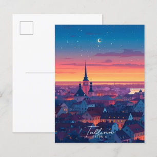 Postal Noche en Tallín Estonia Viajes