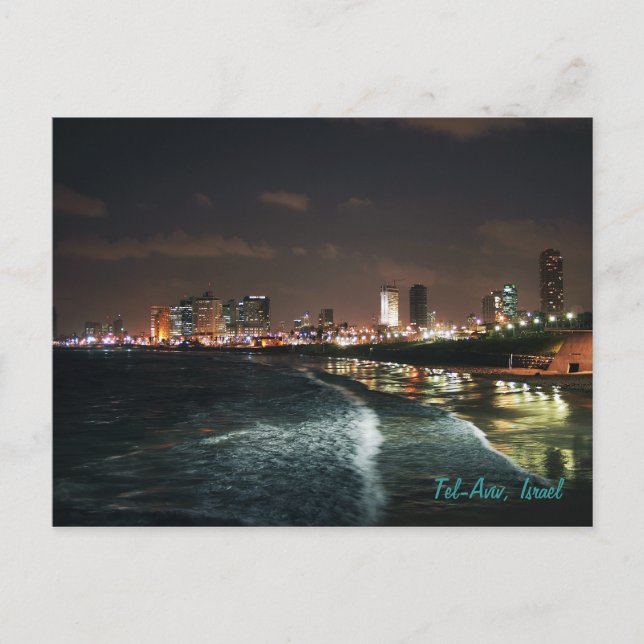 Postal Noche en Tel Aviv, Israel (Anverso)