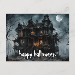 Postal Noche espantosa de Halloween con cuervo