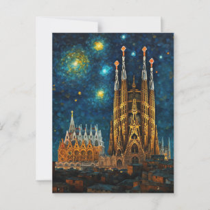 Postal Noche estelar catalana Gaudí se reúne con Van Go