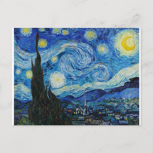Postal Noche estrellada 1889 de Vincent van Gogh (Anverso)