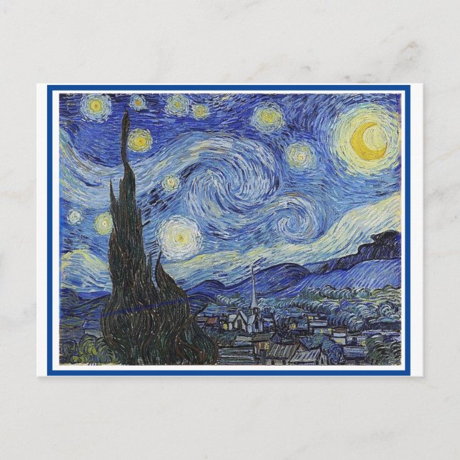 Postal Noche estrellada, Bella Artes de Van Gogh, (Anverso)