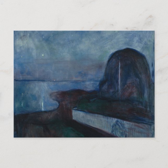 Postal Noche estrellada de Edvard MUNCH, pintor simbolist (Anverso)