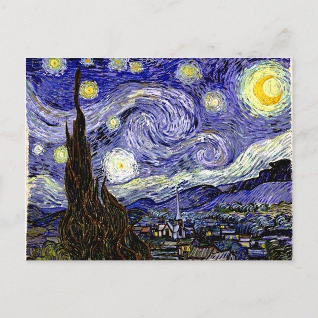 Postal Noche estrellada de Van Gogh, 1889 (Anverso)
