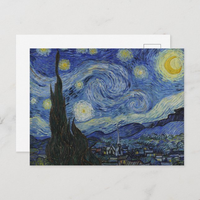 Postal Noche estrellada de Van Gogh: Remolino de sueños (Anverso / Reverso)