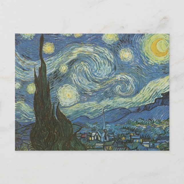 Postal Noche estrellada de Vincent Van Gogh (Anverso)