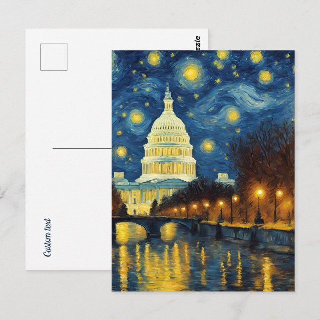 Postal Noche estrellada de Washington DC (Anverso / Reverso)