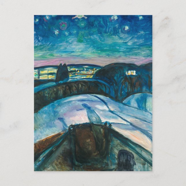 Postal Noche estrellada | Edvard Munch | (Anverso)