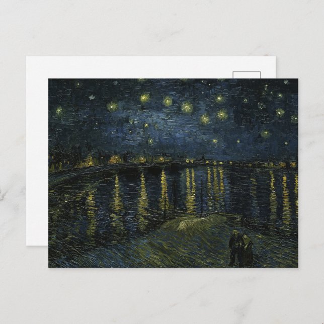Postal Noche estrellada en el Ródano por Van Gogh (Anverso / Reverso)