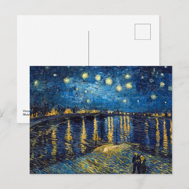 Postal Noche estrellada en el Ródano | Van Gogh | (Anverso / Reverso)