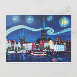 Postal Noche estrellada en Luebeck Alemania