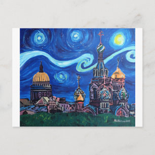Postal Noche estrellada en San Petersburgo Rusia